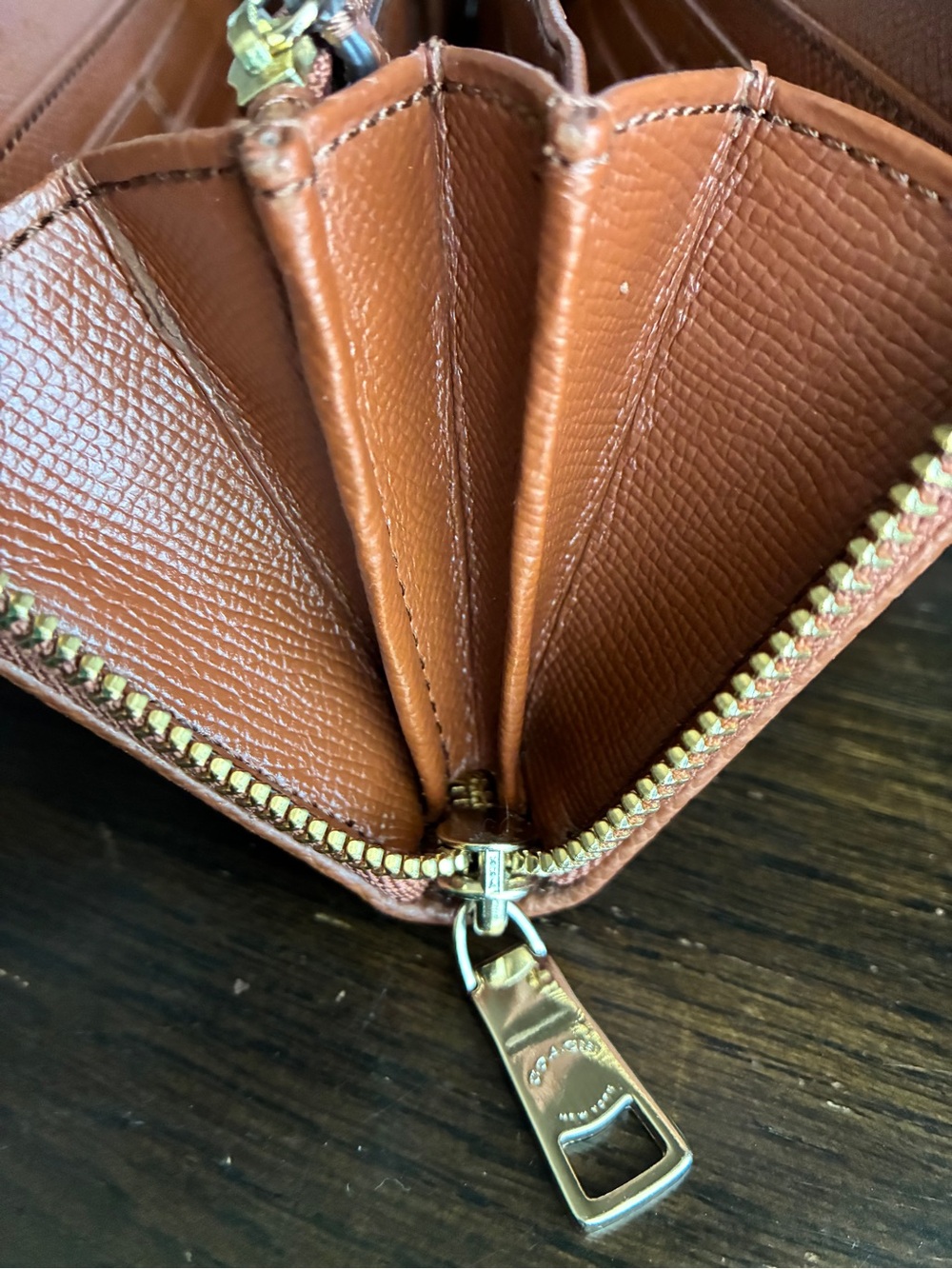 Coach Two-Tone Signature Zip Wallet in Tan and Brown - Picture 9 of 10